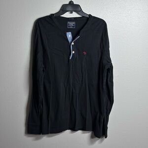 Abercrombie & Fitch Men Black/Navy Henley Long Sleeve‎ Shirt size XL